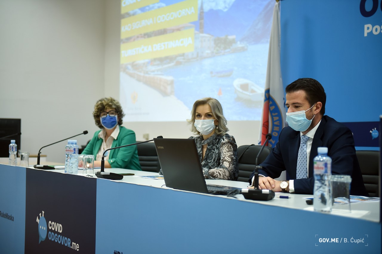 Borovinić-Bojović i Milatović predstavili zdravstveni protokoli turističkoj privredi: Turistima garantovano besplatno liječenje ukoliko se razbole od korone