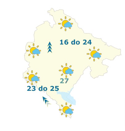 Sjutra moguća slaba kiša, do 27 stepeni