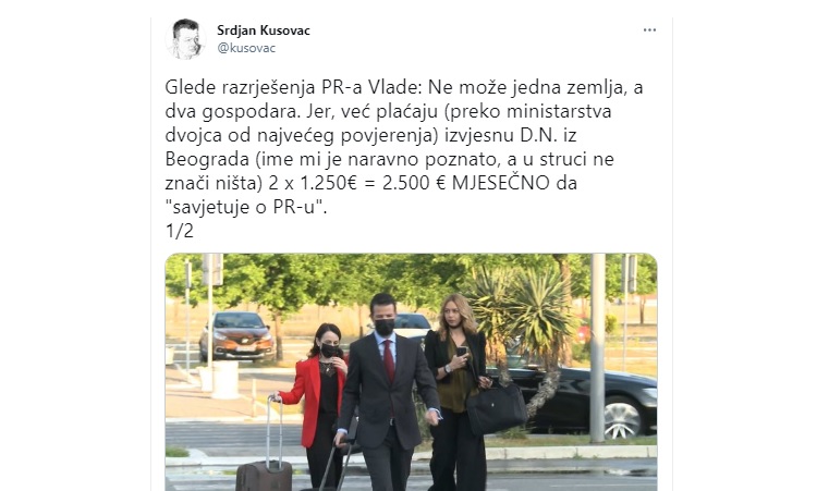 Kusovac: Vlada plaća izvjesnu D.N. iz Beograda 2.500 eura da ”savjetuje o PR-u”