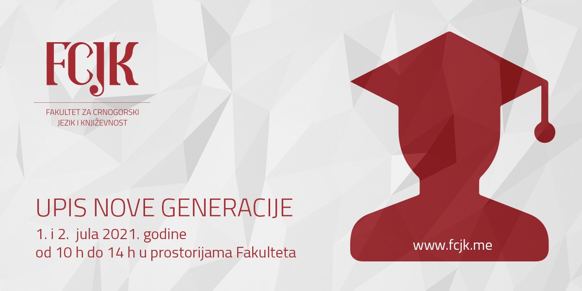 Fakultet za crnogorski jezik i književnost raspisao konkurs za upis na prvu godinu studija