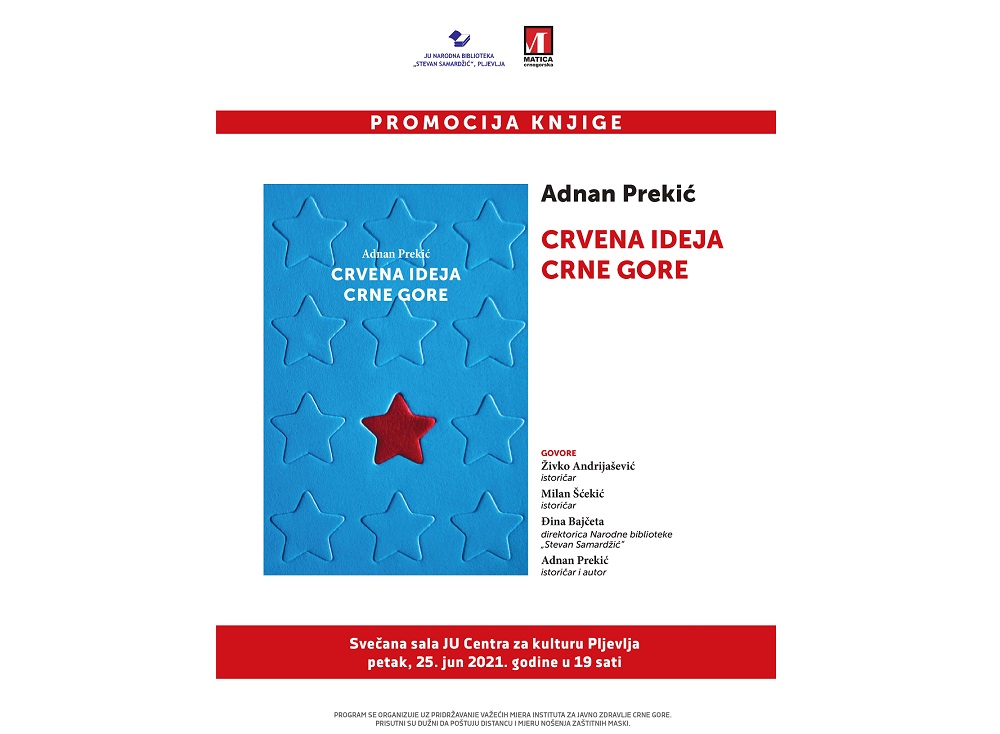 Promocija knjige ‘Crvena ideja Crne Gore’ sjutra u Centru za kulturu Pljevlja