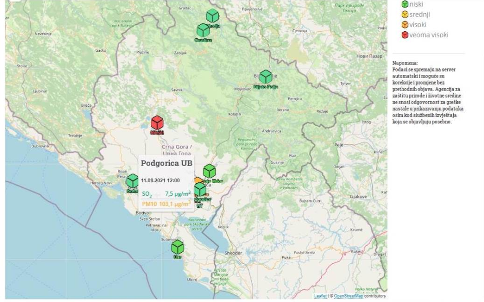 Ozon: Visoko zagađenje vazduha i u Podgorici, građanima ugrožemno zdravlje