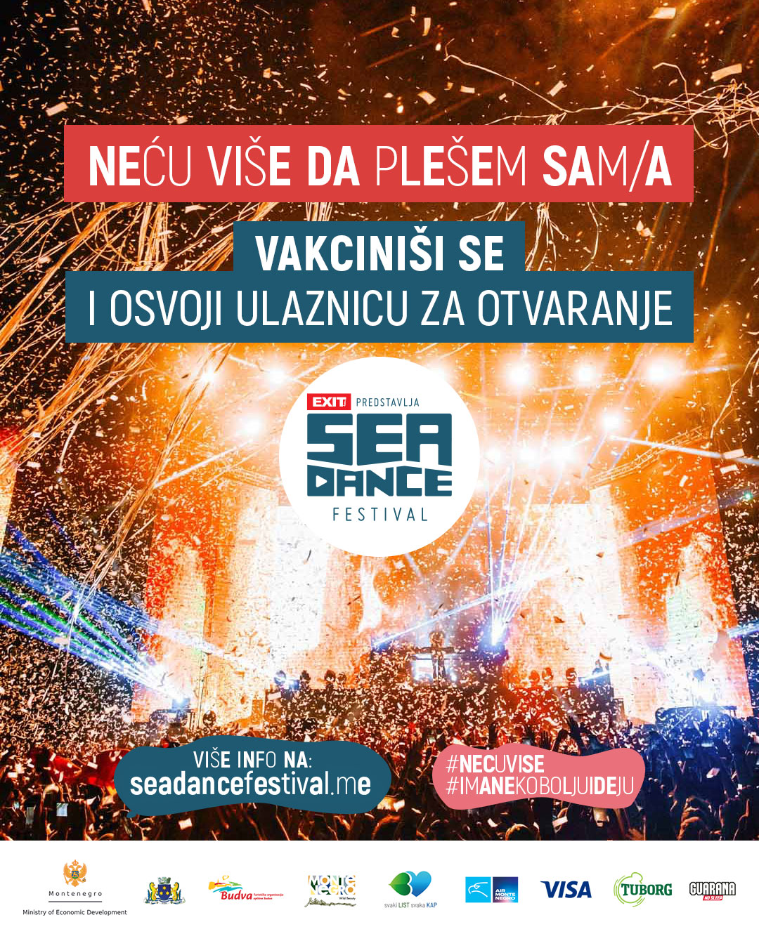 Sea Dance festival opredijelio 1.000 ulaznica za medicinske radnike Crne Gore i podršku kampanji za vakcinaciju mladih