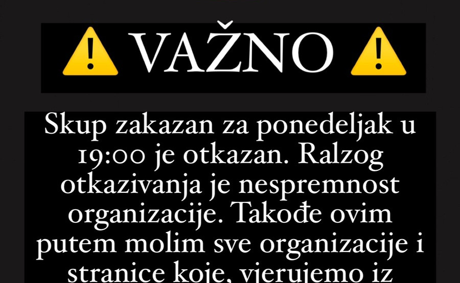 Otkazan patriotski skup planiran za ponedjeljak