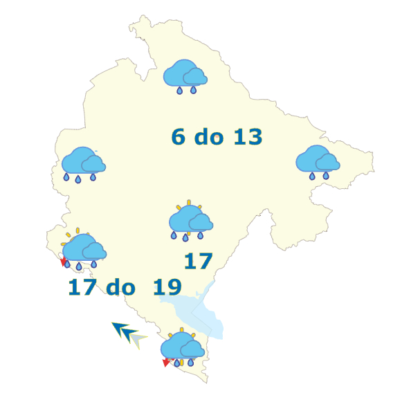 Sjutra pretežno oblačno, krajem dana intenzivnije padavine