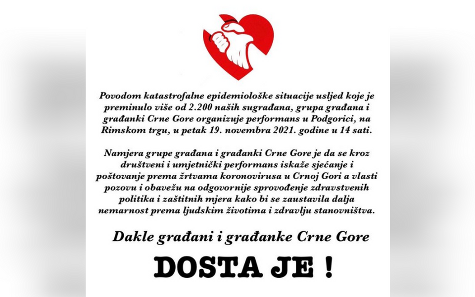 U petak performans zbog epidemiološke situacije – dosta je!