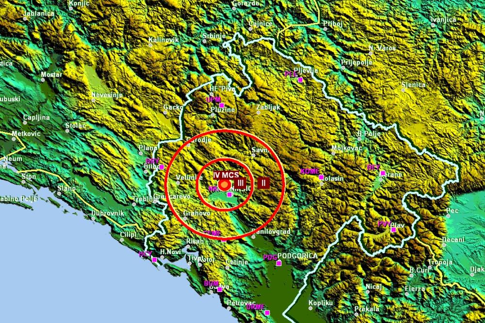 Zemljotres u okolini Nikšića