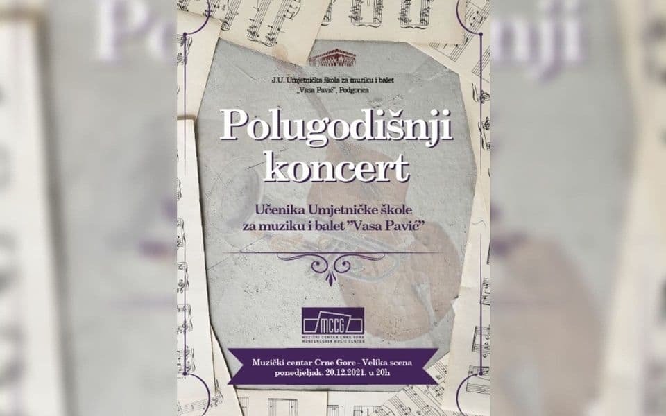 Koncert škole “Vasa Pavić” u ponedjeljak u Muzičkom centru