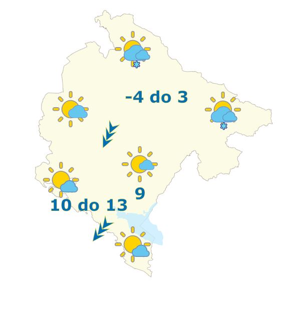 Sjutra više sunčanih perioda, do 13 stepeni