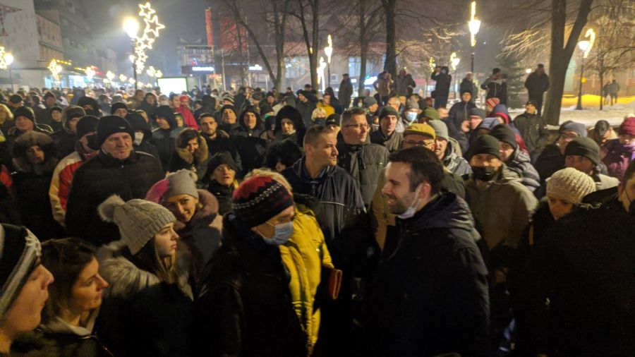 Spajić i Odović na protestu u Pljevljima
