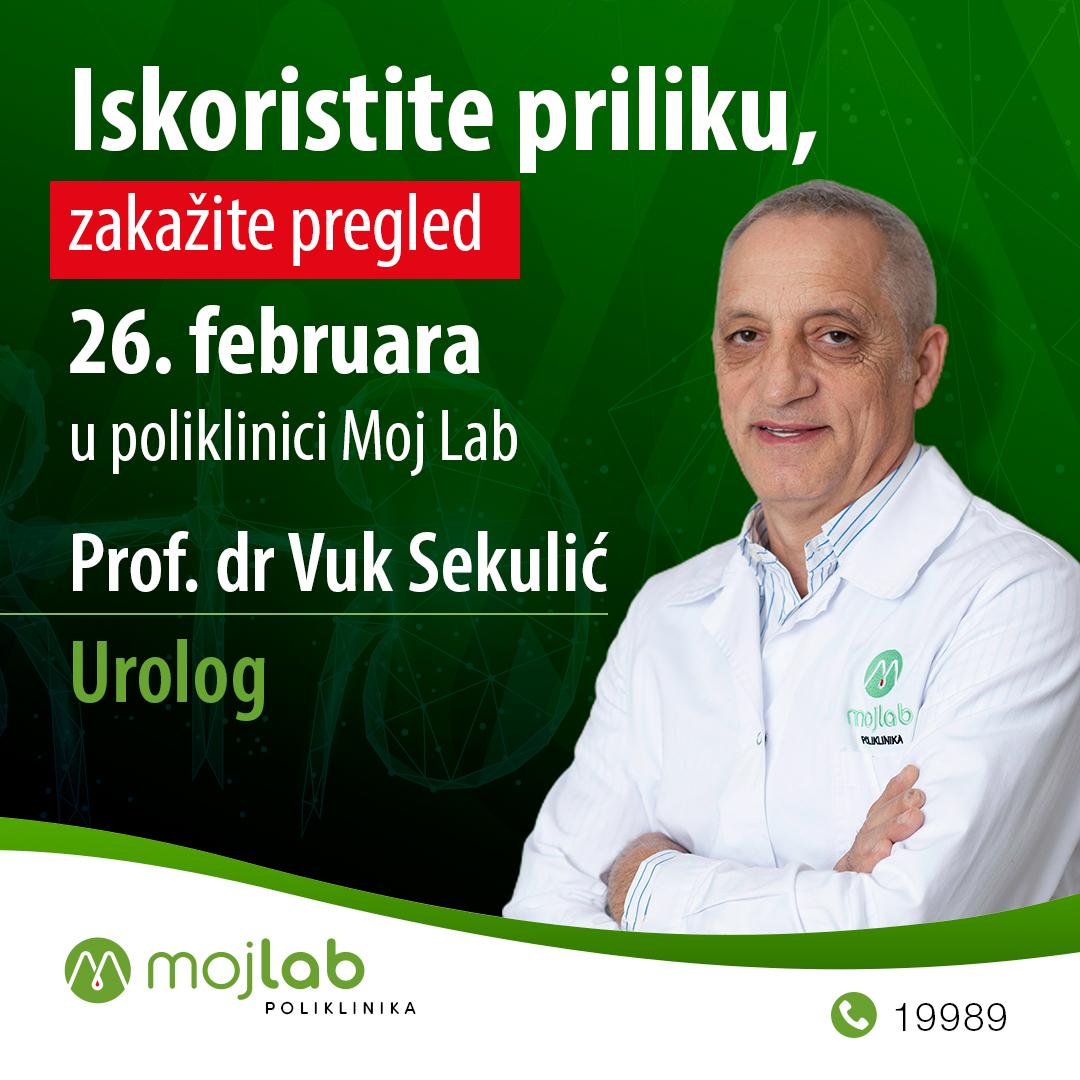 Profesor doktor Vuk Sekulić, specijalista urologije u poliklinici Moj Lab u subotu, 26. februara