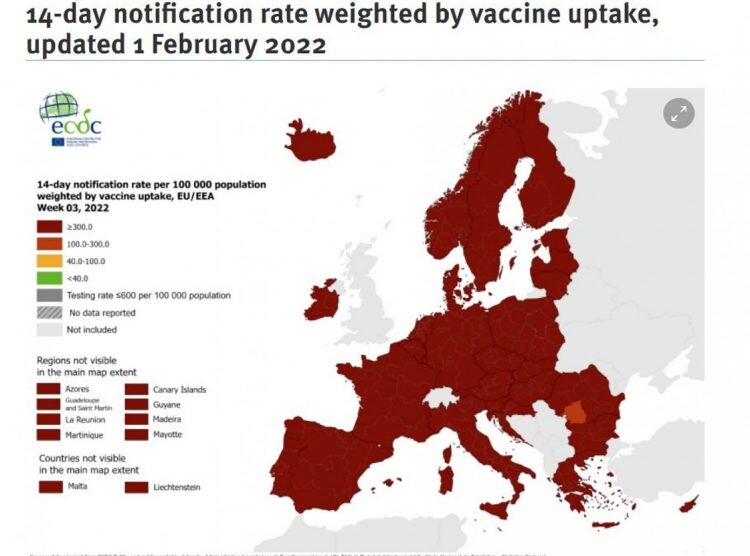 Mapa vakcinacije: Cijela Evropa u crvenoj zoni