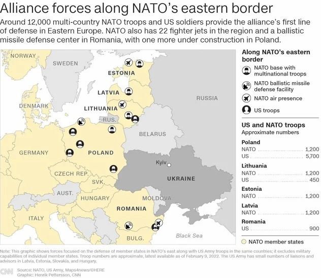 Objavljena mapa: Evo kako su raspoređene NATO trupe u Istočnoj Evropi