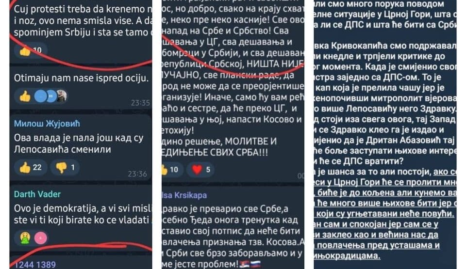 Učesnici Telegram grupe pozivaju na nasilje ako se na vlast vrati DPS: Prijete da će se proliti krv u Crnoj Gori