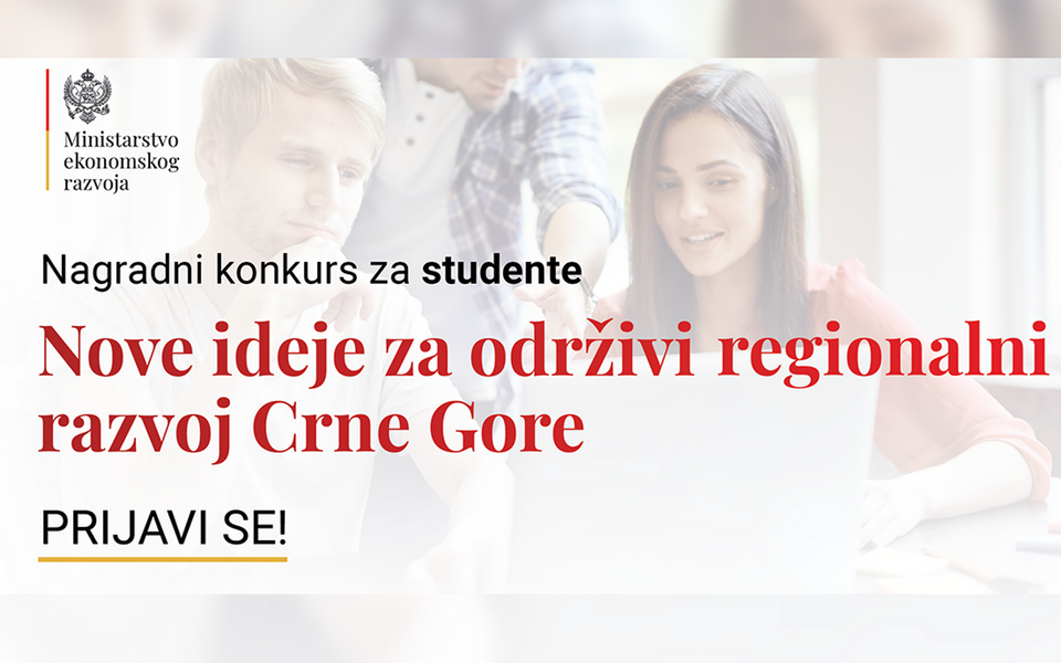 MER: Objavljen nagradni konkurs „Nove ideje za održivi regionalni razvoj Crne Gore“