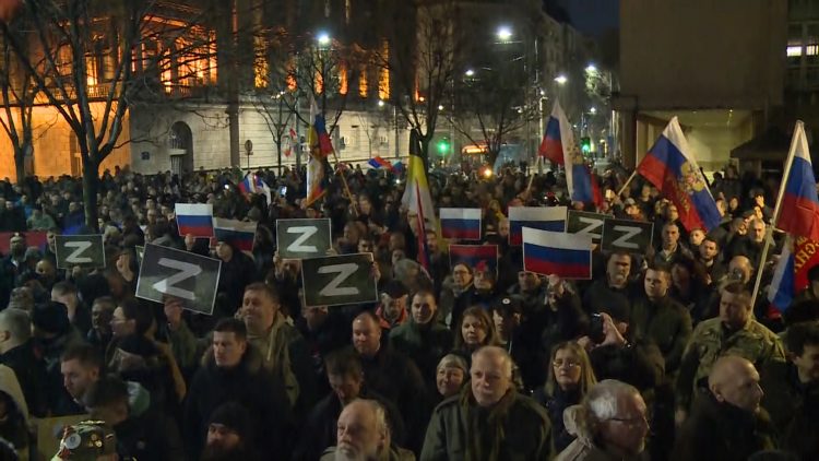 Protest podrške Rusiji u centru Beograda