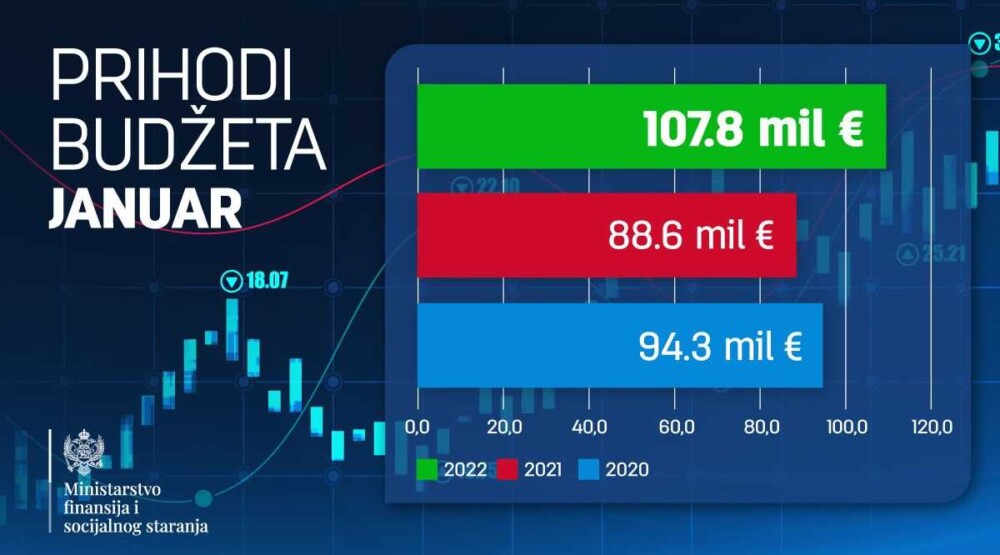 Prihodi veći za 19,2 miliona eura ili 21,6 odsto nego u januaru prošle godine