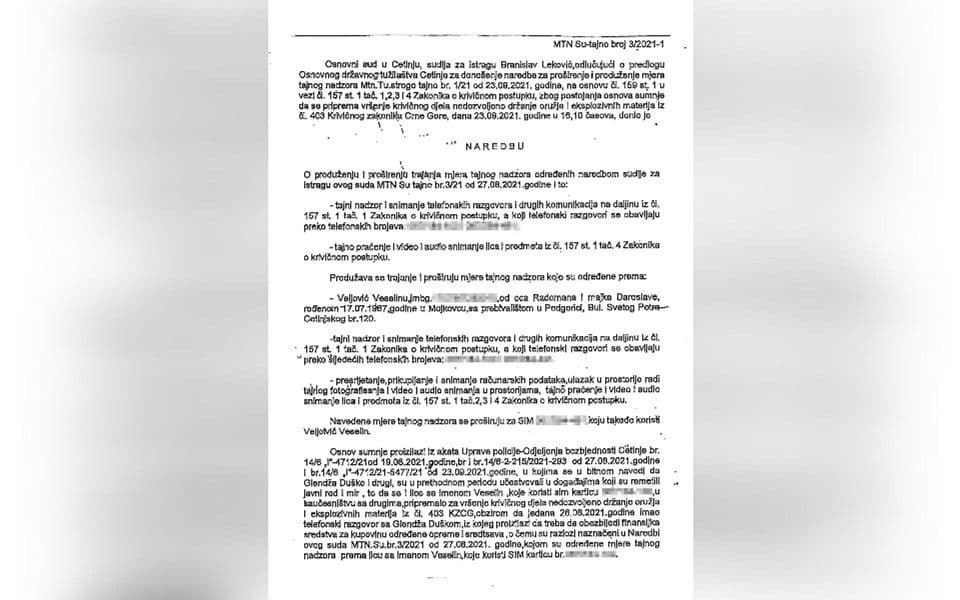 Nečasne namjere: ODT Cetinje formiralo predmet „radi sprovođenja mjera tajnog nadzora prema više lica“
