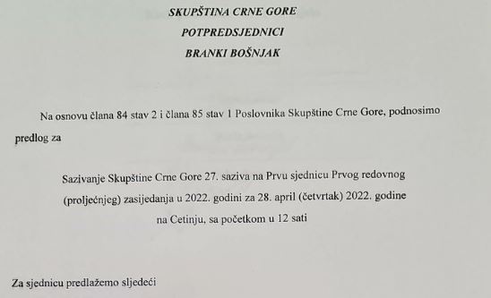 Poslanici traže sjednicu Kolegijuma sjutra, a Skupštine za 28. april