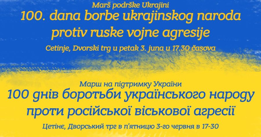 AMBASADA UKRAJINE: Marš podrške povodom 100 dana agresije na Ukrajinu, zahvalni CG