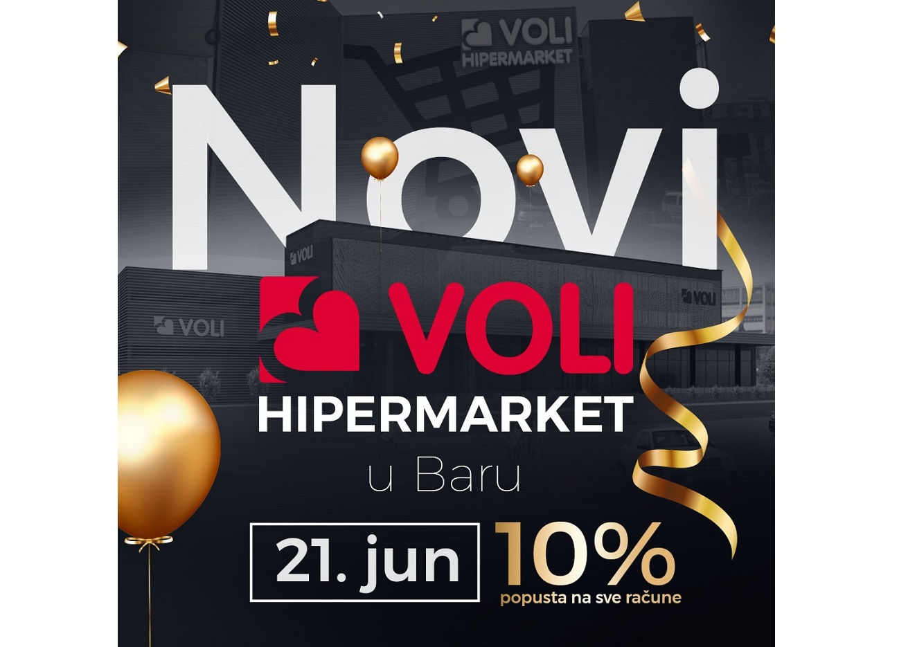 Voli hipermarket Bar: Prva dva dana, svi računi umanjeni za 10 odsto