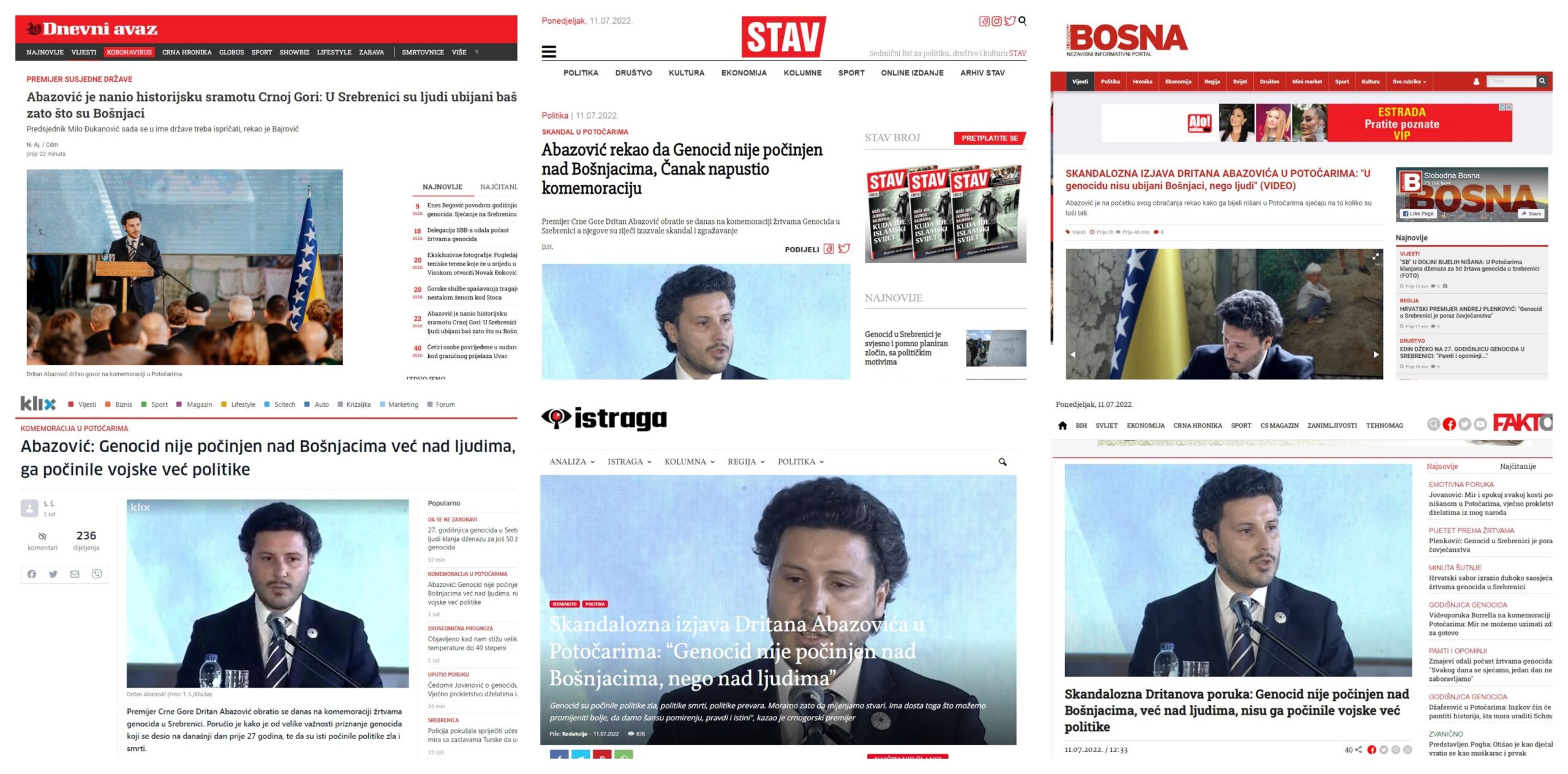 Pogledajte: Bosanski mediji o Abazoviću – Skandalozna izjava!