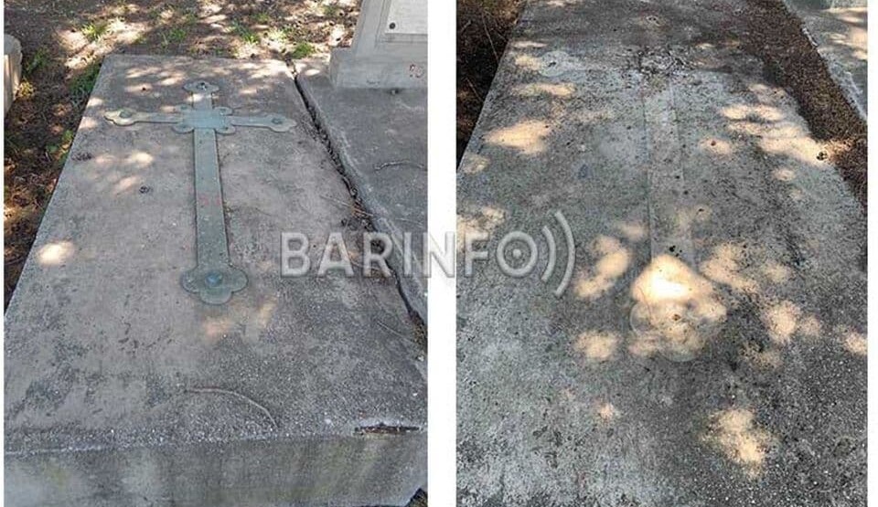 Ukraden bakarni krst sa groba Vitoria Paganinija, jednog od inženjera pruge Bar – Vir