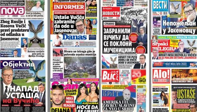 Nije 1941. ali kao da jeste: Ovako jutros izgledaju naslovnice Vučićevih tabloida