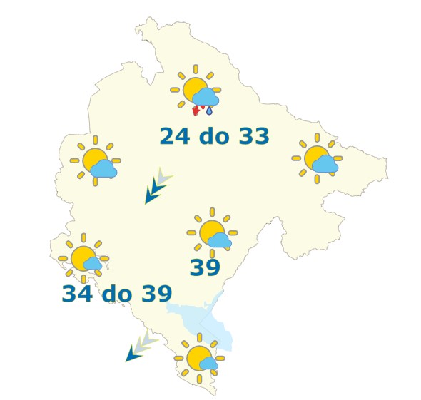 Sjutra pretežno sunčano, do 39 stepeni