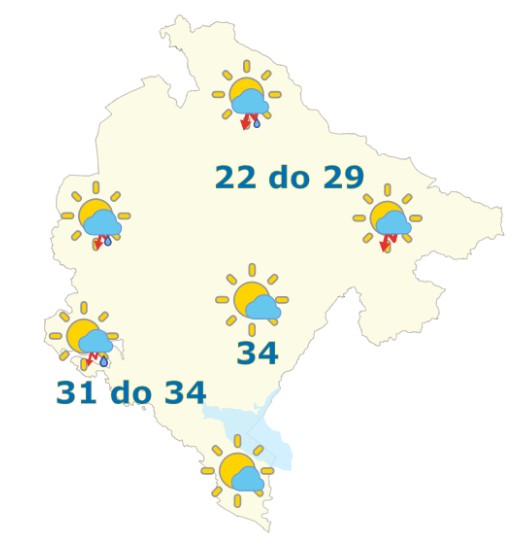 Sjutra pretežno sunčano, do 34 stepena
