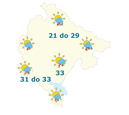 Početkom sedmice promjenjivo oblačno vrijeme, sa mogućim pljuskovima