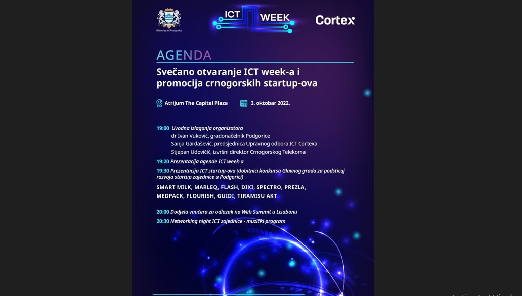 ICT WEEK – Podgorička nedjelja ICT događaja počinje danas