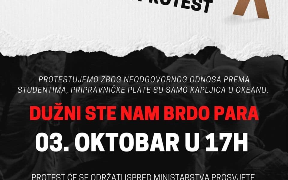 Studenti protestuju zbog neisplaćivanja naknada pripravnicima: Dužni ste nam brdo para