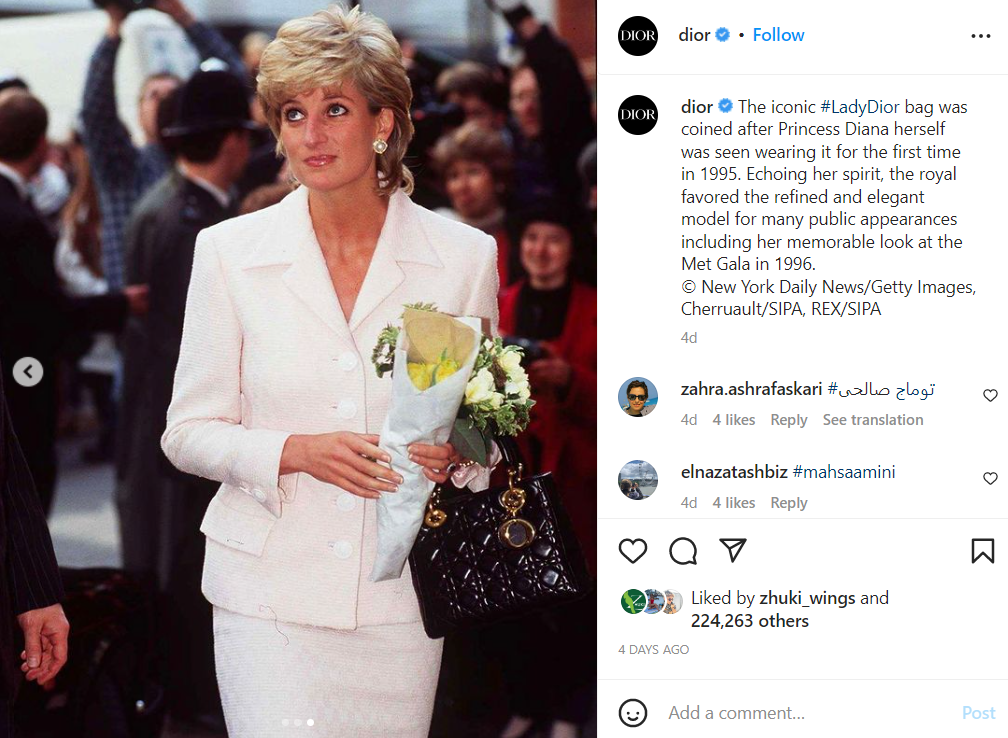 DIOR redizajnirao torbicu koju je nosila princeza Dajana