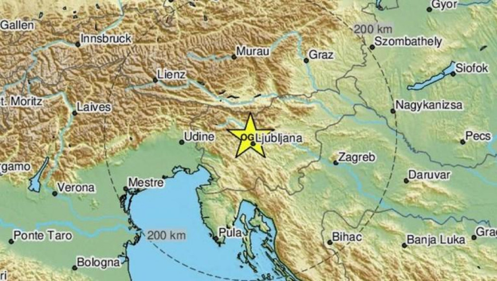 Zemljotres u Ljubljani magnitude 2,9