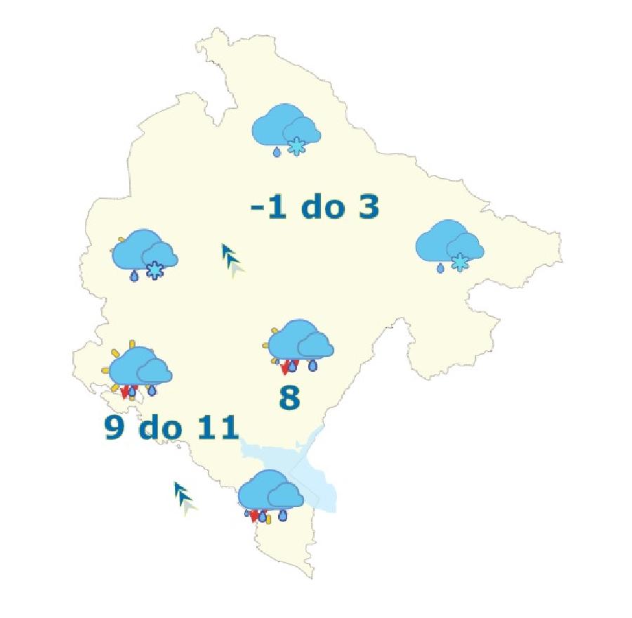 Sjutra pretežno oblačno, povremeno kiša, do 11°C