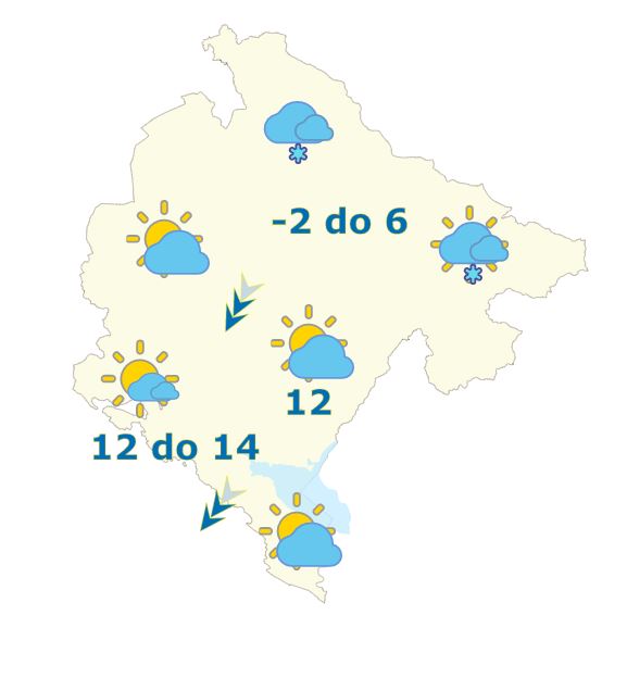 Sjutra oblačno, na sjeveru slab snijeg