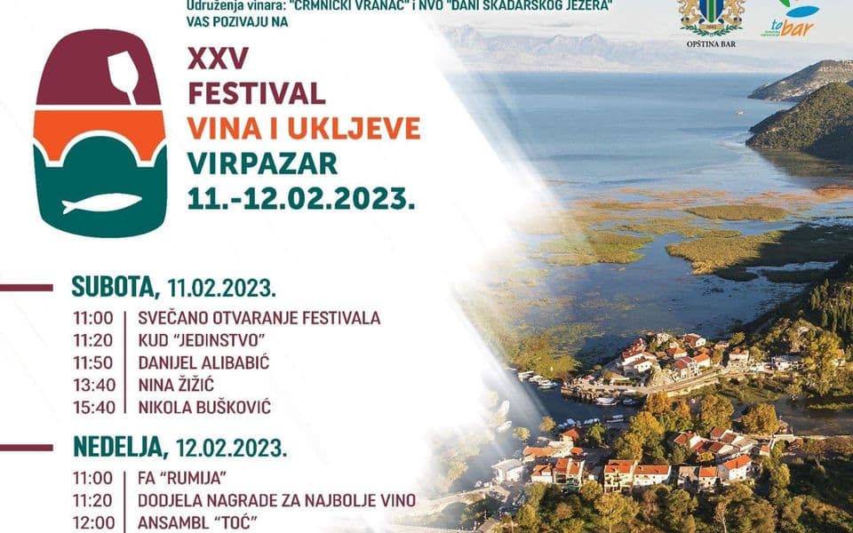 Festival vina i ukljeve 11. i 12. februara u Virpazaru