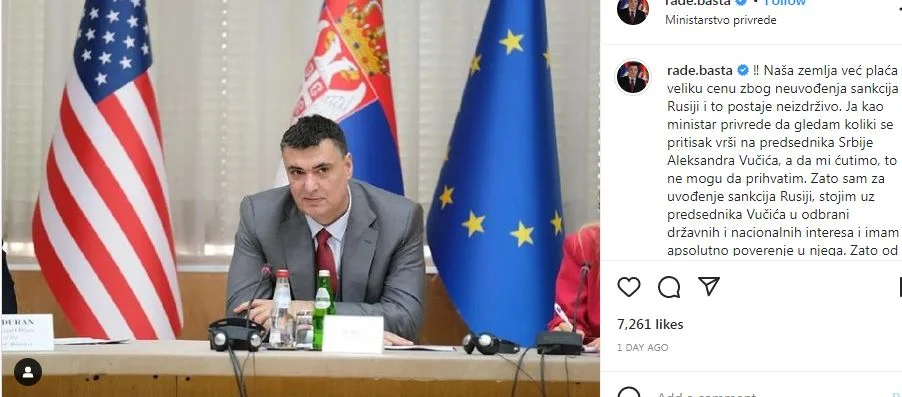 Srpski ministar koji je za uvođenje sankcija Rusiji odgovorio Zaharovoj