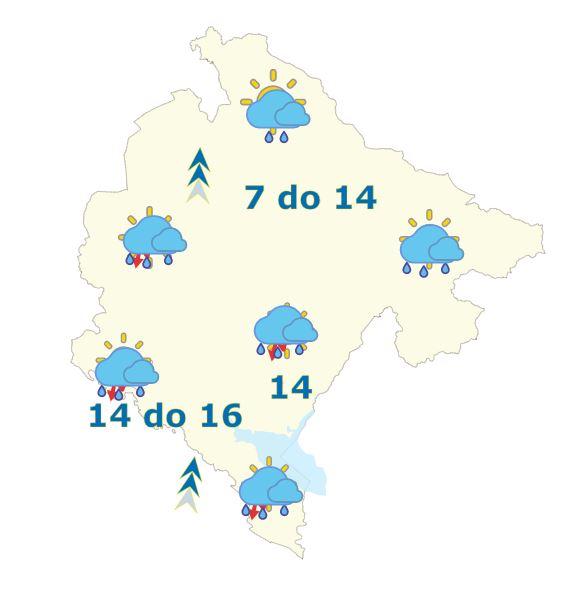 Sjutra pretežno oblačno i kišovito
