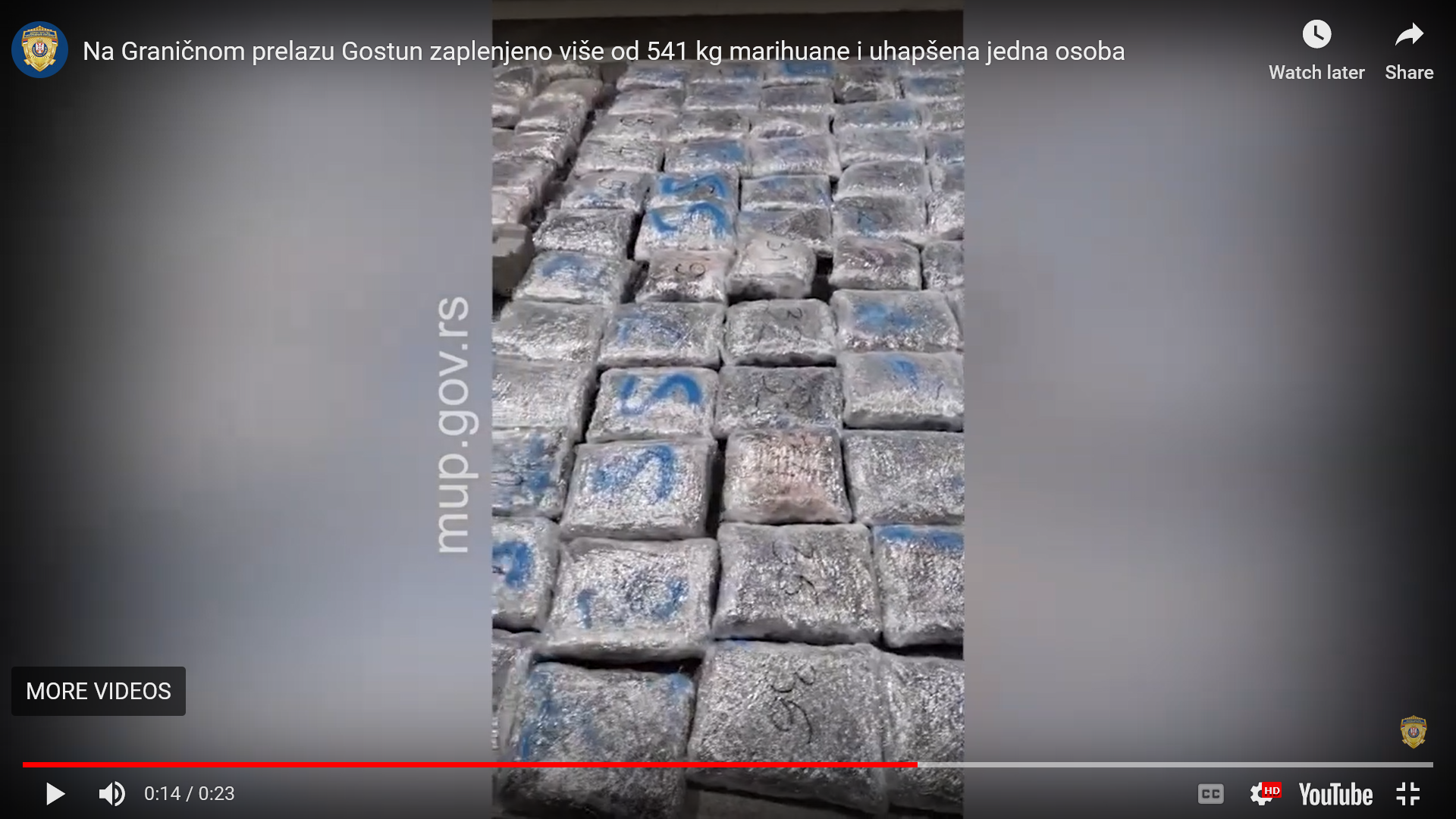 MUP Srbije: Zaplijenjeno više od 541 kilogram marihuane u cistijerni crnogorskih registarskih oznaka