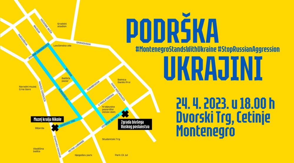 Večeras protest za Ukrajinu na Cetinju