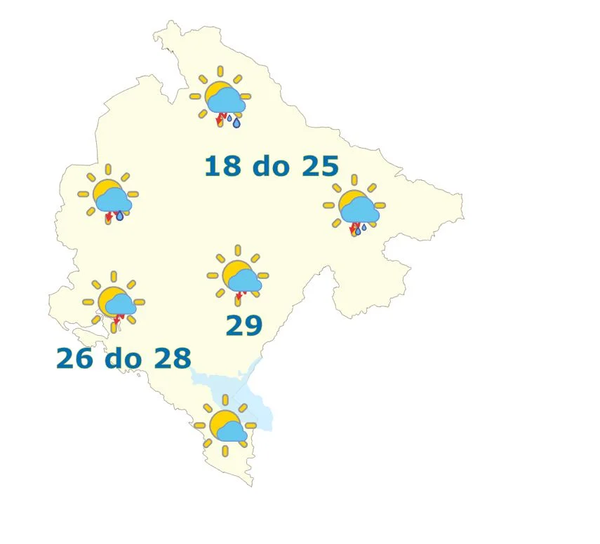 Do 29 stepeni, poslijepodne kiša