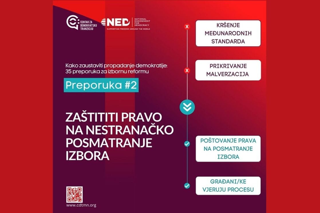 CDT: Zaštititi pravo na nestranačko posmatranje izbora