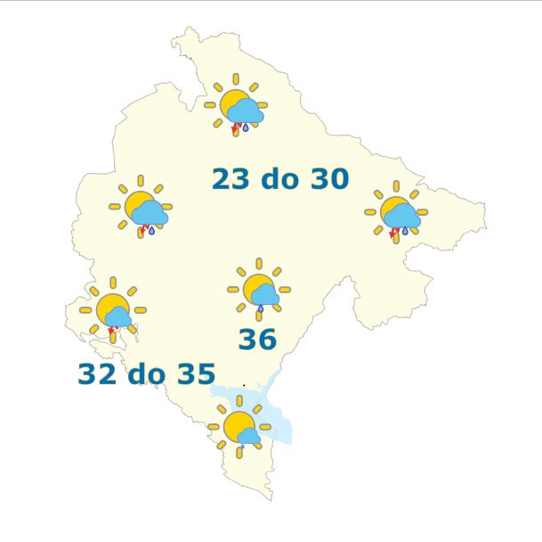 Sjutra do 36 stepeni, ponegdje kiša