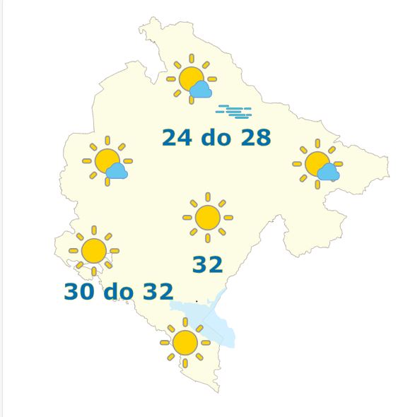 Sjutra pretežno sunčano, do 32 stepena