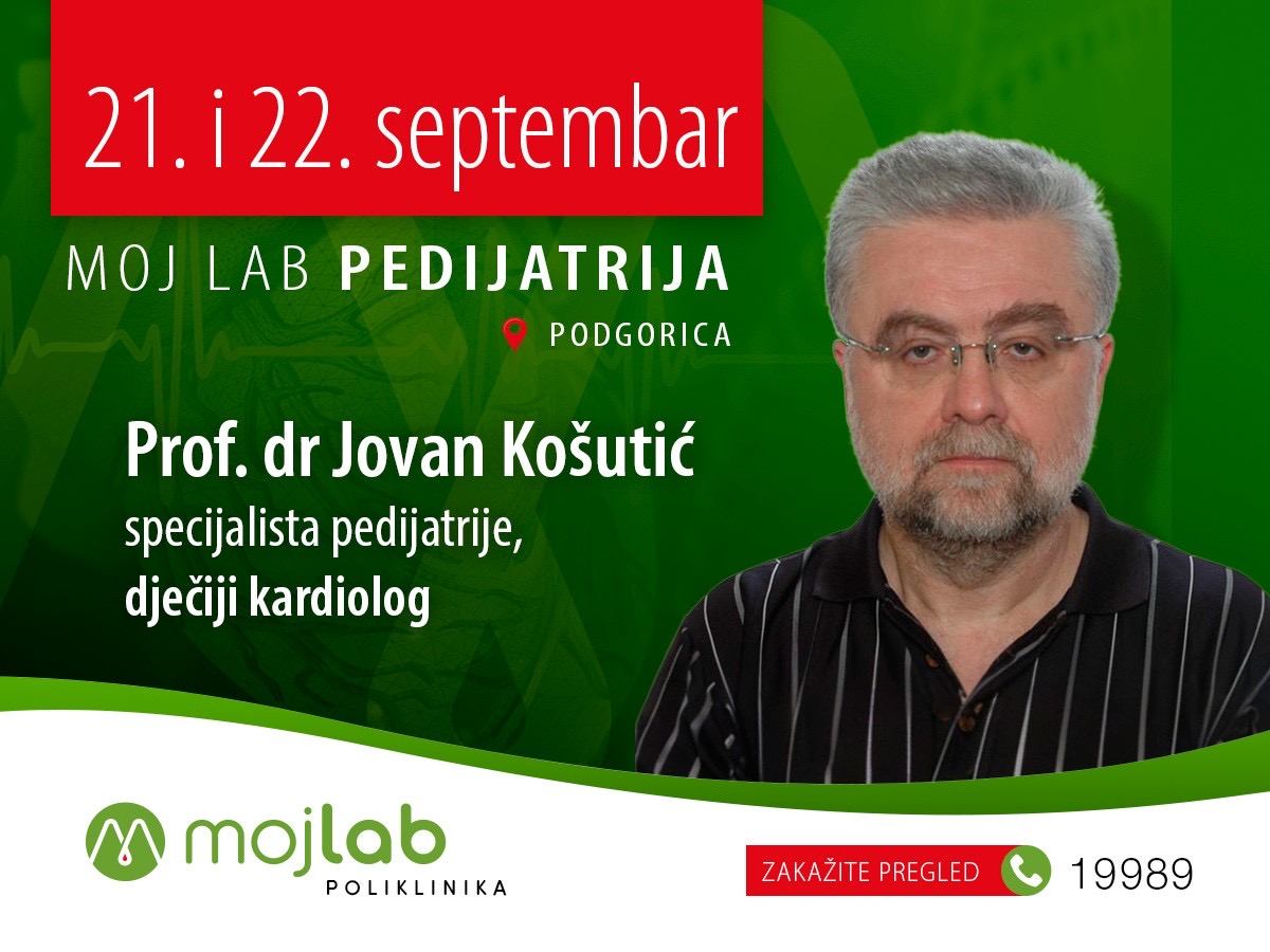 Profesor dr. Jovan Lj. Košutić ordiniraće u Moj Lab pedijatriji 21. i 22. septembra