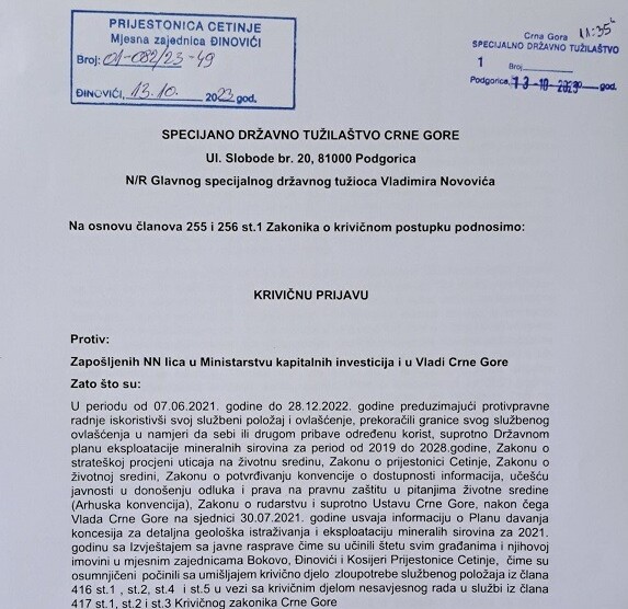 Mještani Đinovića podnijeli krivičnu prijavu