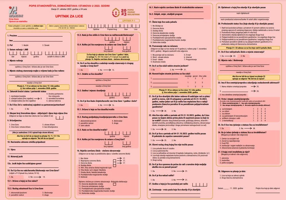 Izmjene Zakona o popisu dostavljene Skupštini, proces počinje 30.