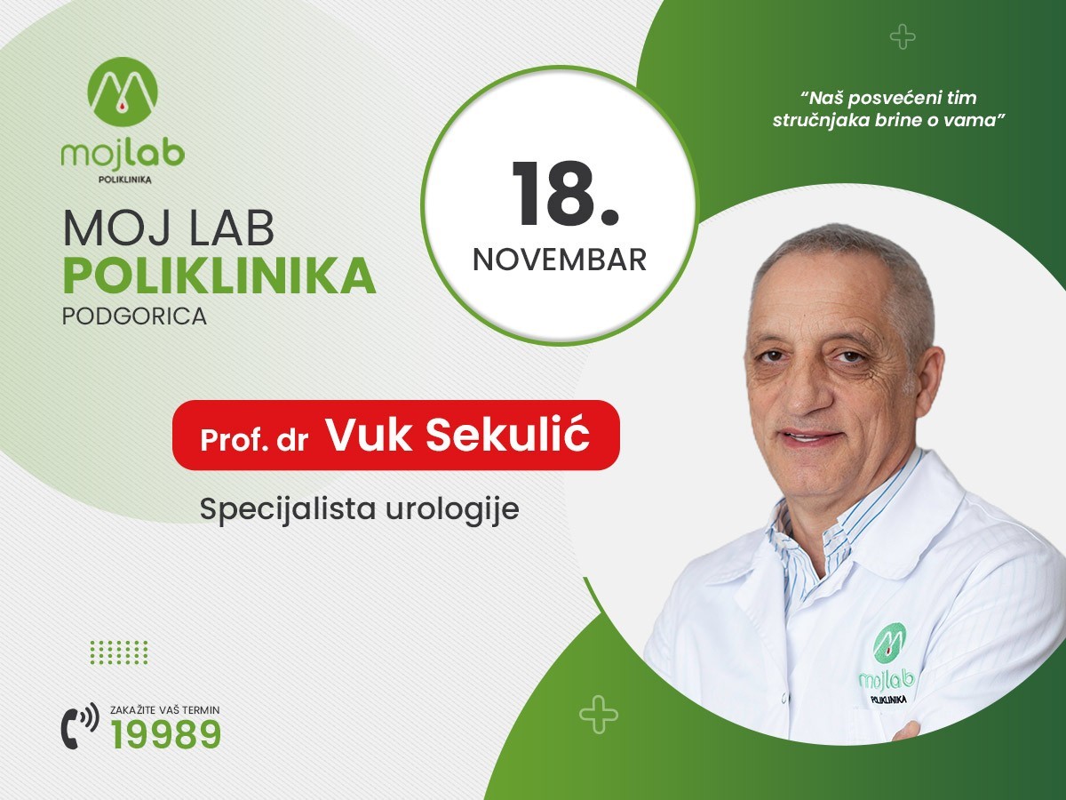 Najsavremeniji pristup liječenju uroloških bolesti  u poliklinici Moj Lab – prof.dr Vuk Sekulić